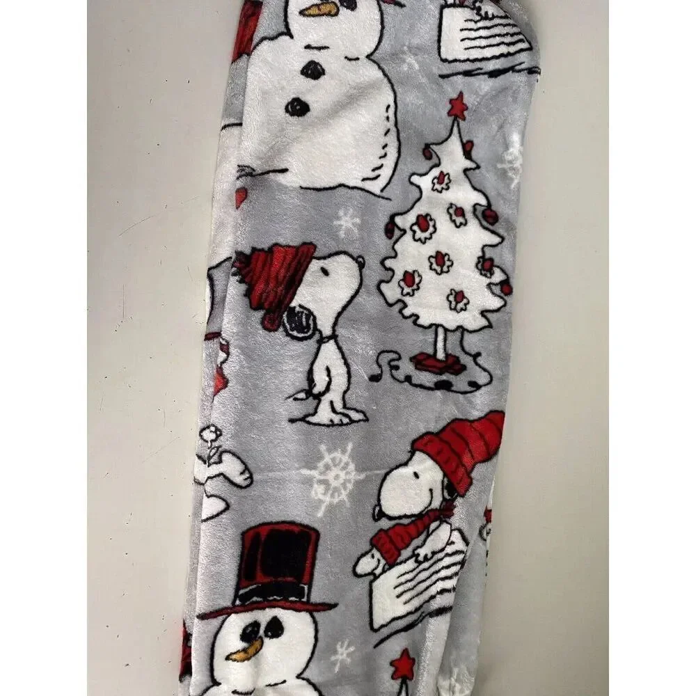 Peanuts Snoopy Snowman Throw Blanket Christmas Tree Snow Skiing‎ Ice Skating NEW